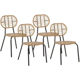Beliani Gartenstuhl 48 x 57 x 86 cm beige/schwarz 4 St.