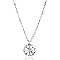 Kette mit Anhänger FIRETTI "Schmuck Geschenk Glückssymbol Windrose für Hoffnung & Schutz", schwarz (edelstahlfarben, schwarz), Halsketten, Damen, Edelstahl, L: 55cm B: 3mm, B:3mm