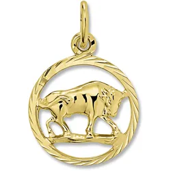 Sternzeichen-Anhänger ONE ELEMENT "Stier Sternzeichen Anhänger aus 333 Gelbgold", gold, Schmuckanhänger, Damen, Stier, Gelbgold 333, Damen Gold Schmuck Stier