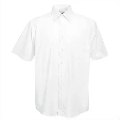 Fruit of the Loom - Herren Kurzarm Popeline Hemd - White / S