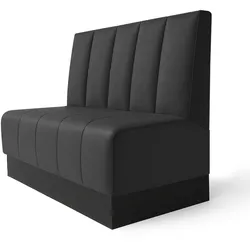 Fischer S | Gastrobank | B:H 100 x 100 cm | Schwarz | Tief Gestreift | Leder