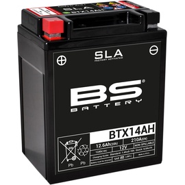 BS Battery 300758 BTX14AH AGM SLA Motorrad Batterie, Schwarz