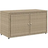 vidaXL Gartenschrank, Geräteschrank mit viel Stauraum, Beistellschrank Schrank mit Türen, Balkonschrank Terrassenschrank, Beige Poly Rattan