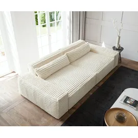 DeLife Big-Sofa Sirpio XL 270x130 cm Plüschcord Beige