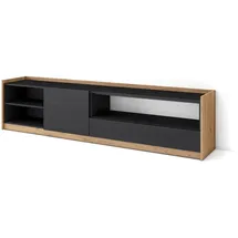 SKRAUT HOME Lowboard 207 cm Schwarz Eiche Holzwerkstoff