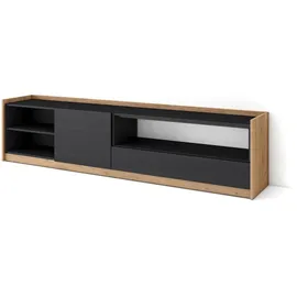 SKRAUT HOME Lowboard 207 cm Schwarz Eiche Holzwerkstoff