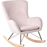 Schaukelsessel Rosa Samtstoff Mit Armlehnen Holzbeine Wohnzimmer Kinderzimmer Schlafzimmer Wohnbereich Modernes Design