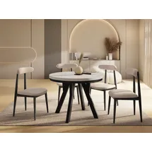 WFL GROUP Runder Esstisch 100 x 77 x 100 cm beige