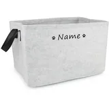 yky Aufbewahrungskorb für Haustierspielzeug, Filz, Pfotengrau, Größe S, 23 x 19 x 33 cm