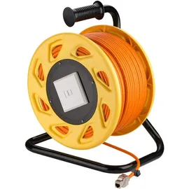 goobay Mobile RJ45 Netzwerk Kabeltrommel, Orange, 90m