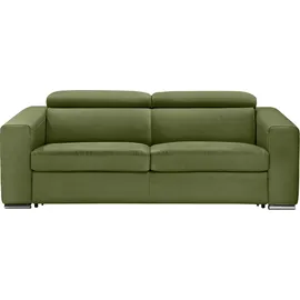 Egoitaliano Schlafsofa EGOITALIANO "Cabiria, Design und super Sitz- und Liegekomfort", grün (kiwi), B:226cm H:97cm T:103cm, Sofas, Schlafsofa, Sofa inkl. Schlaffunktion, Kopfteile verstellbar, mit Metallfüßen