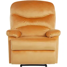 Beliani Fernsehsessel ESLOV Samtstoff 80 x 100 x 90 cm Gelb mit Fußstütze und Kissen
