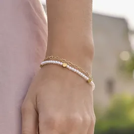 Amor Perlenarmband mit Herzen gelbgoldfarben 17 cm