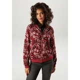 Aniston CASUAL Blouson mit kunstvollem Blumenmuster - jedes Teil ein Unikat Gr. 40, weinrot-wollweiß-rot-schwarz, , 95057555-40