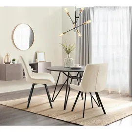 CLP Esszimmerstuhl Lewes Samtbezug Creme,