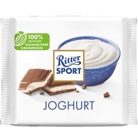 Ritter Sport Joghurt 100 g, Vollmilch-Schokolade mit Joghurt gefüllt, erfrischende Magermilch-Joghurt-Creme Tafelschokolade im Knickpack