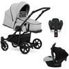babies-on-wheels Kombi-Kinderwagen 4 in 1 Kinderwagen-Set Roy - 15 Teile - in 7 Farben grau