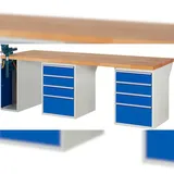 PROREGAL Werkbank Serie 7000 - Modell 7510 | HxBxT 84x250x90cm | 8x Schublade + 1x Schrank inkl. SchPROREGALbstock | Schubladenmaße 6x150 + 2x270mm