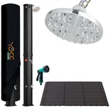CCLIFE Solardusche mit Kunststoffboden und Handbrause 35L Solar Gartendusche Pooldusche Regendusche Außendusche Garten Brause warmes Wasser