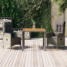vidaXL Garten-Essgruppe 3-tlg. Grau