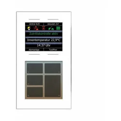 Glas-Infomodul mit sechs plus vier kapazitiven Tasten, 2,8 Zoll-Grafikdisplay und Temperatursensor in weiß, LCN-GT10DW