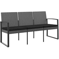 VidaXL Gartenbank 3-Sitzer mit Kissen Dunkelgrau PP-Rattan