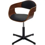 Mendler Bürostuhl HWC-H46, Schreibtischstuhl, höhenverstellbar Drehmechanismus Bugholz Walnuss-Optik, Kunstleder schwarz
