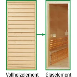 Wolff Finnhaus Sauna Paradiso: Tausch Vollholzelement in Glaselement