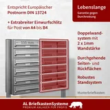 AL Briefkastensysteme 50 Fächer Premium Edelstahl Stand Briefkasten Anlage für Post A4 modern, robust, wetterfest, Artikelnummer: 132V50S5
