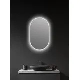 Talos LED Design Spiegel oval weiß, - Wandspiegel mit Beleuchtung