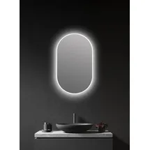 Talos LED Design Spiegel oval weiß, - Wandspiegel mit Beleuchtung