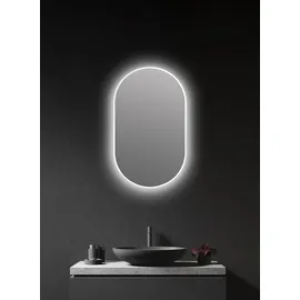 Talos LED Design Spiegel oval weiß, - Wandspiegel mit Beleuchtung