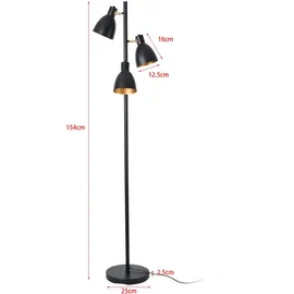 [lux.pro] Stehlampe Witney 3-flammig Schwarz / Goldfarben