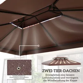 Outsunny Ersatzdach für Metall Gartenpavillon