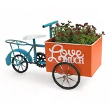 DanDiBo Ambiente DanDiBo Blumenfahrrad für Garten Metall Stehend Fahrrad Blau Orange 96530 Pflanzfahrrad Dekofahrrad Blumenständer