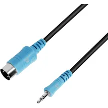 Adam Hall Cables 3 STAR BW Midi 0150 - Midikabel, 3,5mm Miniklinkenstecker stereo auf 5-Pol MIDI-Stecker, schwarz, 1,5m