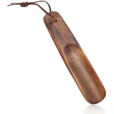 Schuhlöffel Holz Klein,Schuhanzieher Klein Brauner Schuhlöffel Aus Holz Kleiner Schuhheber Shoe Horn Kurz Schuhanzieher Schuhhilfe zum mit Hängendem Seil für Männer Frauen Schwangerschaft(15.5cm) - 4 x 15,5 cm
