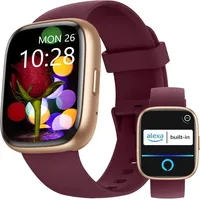 Smartwatch Herren Damen, Blutdruckuhr mit Bluetooth-Telefonie, mit Herzfrequenz SpO2 Stress, 100+ Sportmodi Fitnessuhr,Weltuhr, Schlafanalyse - Violett