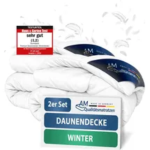 DormiGood | Premium Daunendecke | 2er Set 135x200 cm | Winterdecke | 100% Daunen (900g) | Bettdecke | 135x200 | Winterbett | Winter | Warm | Dick |... | Weiß