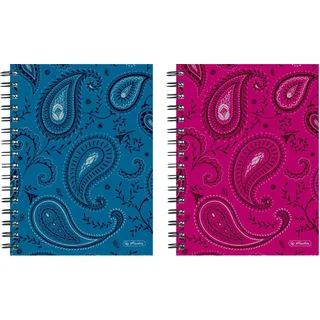 Herlitz Notenblock Spiralboutiquebuch A5 100 Blatt 70 g/qm kariert Paisley (2 Stück)
