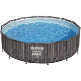 BESTWAY Steel Pro MAXTM Solo Pool ohne Zubehör Ø 427 x 107 cm, Holz-Optik (Mooreiche), rund
