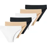 UNCOVER by SCHIESSER Damen Slip - Tai, Soft Cotton, 6er Pack Weiß/Beige/Schwarz 3XL