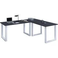 VCM my office Lona Schreibtisch anthrazit rechteckig, U-Fuß-Gestell silber