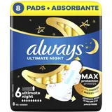 Always Ultimate Night Damenbinden mit Flügeln, Größe 6, 8er-Packung