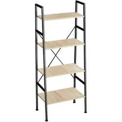 tectake® Leiterregal, Industrial Style, mit 4 Ebenen, inklusive Kippschutz, 57,5 x 35,5 x 139 cm