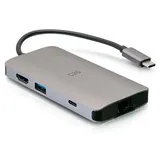 C2G USB-C 8-in-1 Mini-Dock mit HDMI, 2x USB-A, Ethernet, SD-Kartenleser und USB-C Power Delivery bis zu 100 W - 4K 30 Hz