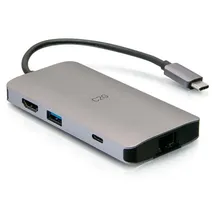 C2G USB-C 8-in-1 Mini-Dock mit HDMI, 2x USB-A, Ethernet, SD-Kartenleser und USB-C Power Delivery bis zu 100 W - 4K 30 Hz
