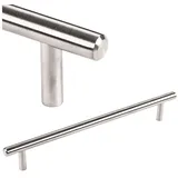 SO-TECH® Möbelgriff Stangengriff G14 echt Edelstahl massiv Ø 10 mm inkl. Schrauben, Bohrlochabstand (BA) 192 mm gebürstet Schrankgriff silberfarben Bohrlochabstand: 192 mm