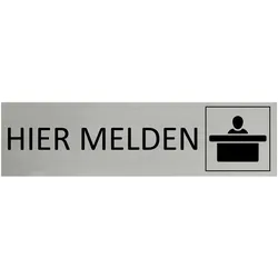 CombiCraft Aluminium Türschild Hier Melden 165x45mm mit 3M-Tape