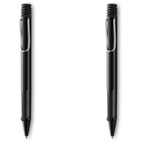 Lamy safari moderner Kugelschreiber 219 aus robustem Kunststoff in schwarz mit ergonomischem Griff und selbstfederndem Metallclip, inkl. Großraummine M 16 M schwarz (Packung mit 2)